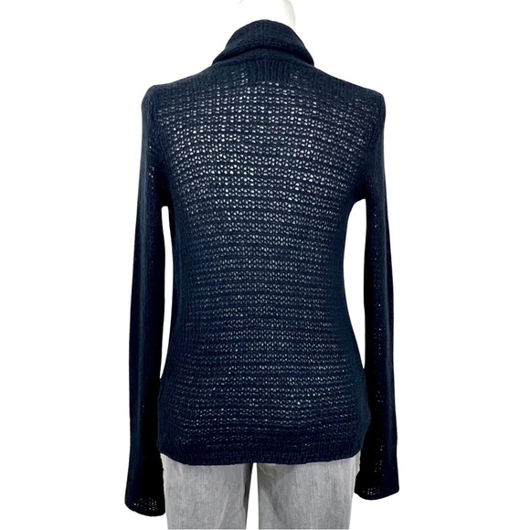 Hollister Wool Blend Knit Cardigan Open Front Open Weave Navy Blue Small S - Picture 12 of 12